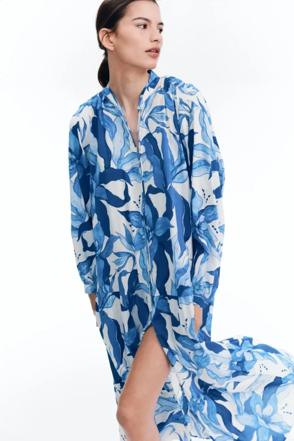Flowing Botanical Shirt Dress