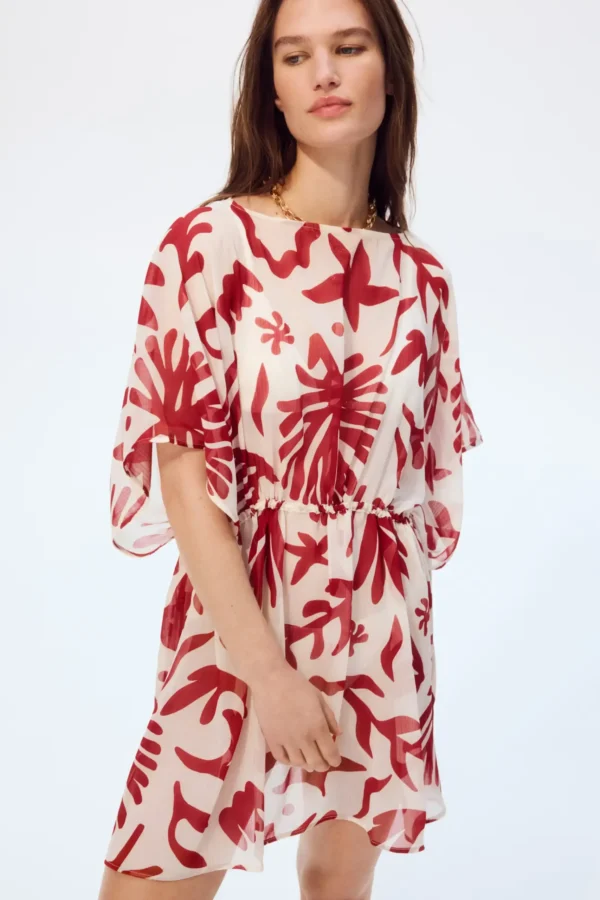 Scarlet Tropic Sheer Cover-Up Dress