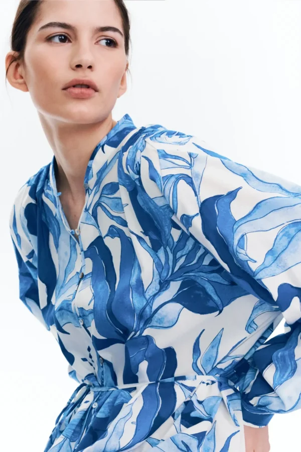 Flowing Botanical Shirt Dress