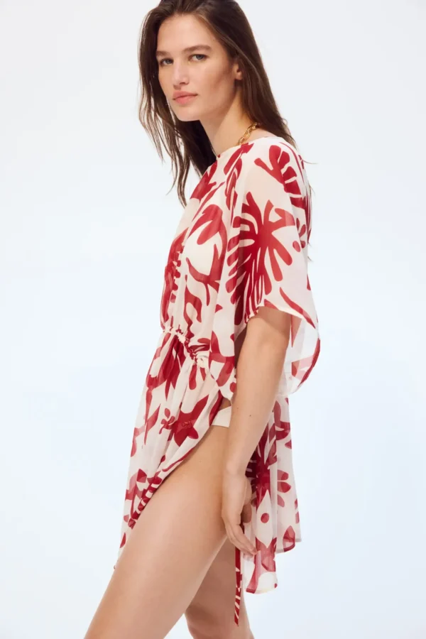 Scarlet Tropic Sheer Cover-Up Dress