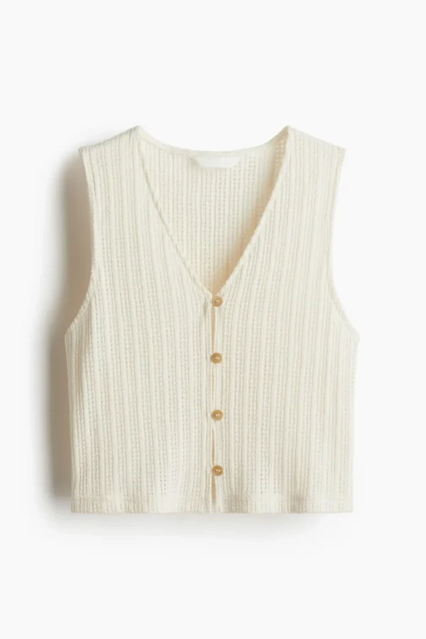 Buttoned Rib Knit Vest