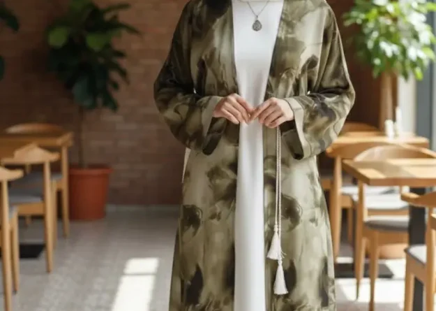 Lujain 3-Piece Abaya Set · Marble Edition