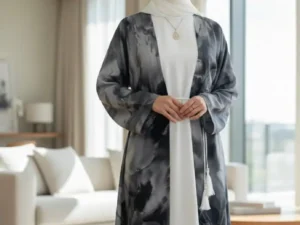 Lujain 3-Piece Abaya Set · Marble Edition