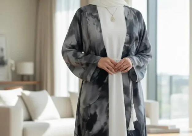 Lujain 3-Piece Abaya Set · Marble Edition