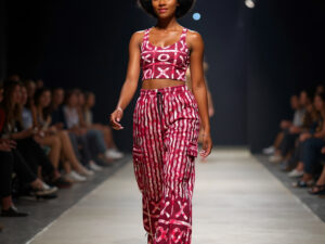 Crimson Dusk Burgundy Ankara Cargo Pants