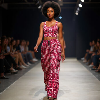 Crimson Dusk Burgundy Ankara Cargo Pants