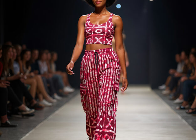 Crimson Dusk Burgundy Ankara Cargo Pants