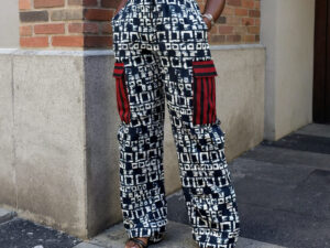 Kiki Abstract Ankara Cargo Pants with Aso-Oke