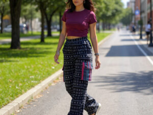 Midnight Script Navy Mudcloth Print Cargo Pants