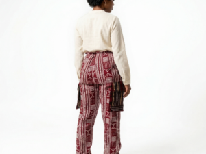Ruby Burgundy Mudcloth Print Ankara Cargos