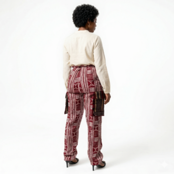 Ruby Burgundy Mudcloth Print Ankara Cargos