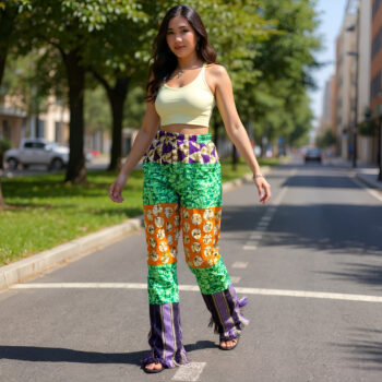 Zinnie Patchwork Ankara Trousers with Fringe