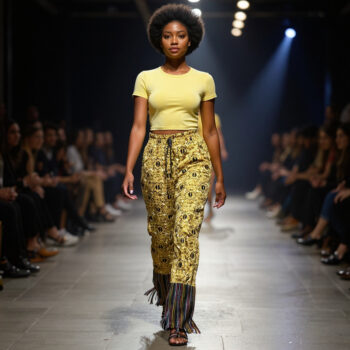 Ziva Gold & Black Cowrie Print Cargo Pants