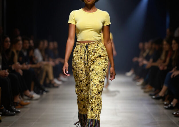 Ziva Gold & Black Cowrie Print Cargo Pants