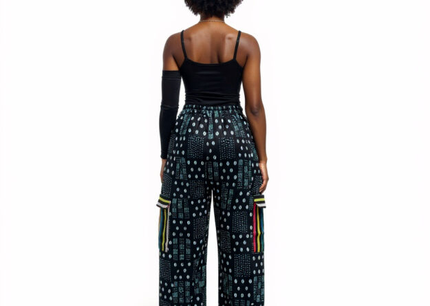 Zuri Black Ankara Cowrie Print Palazzo Pants